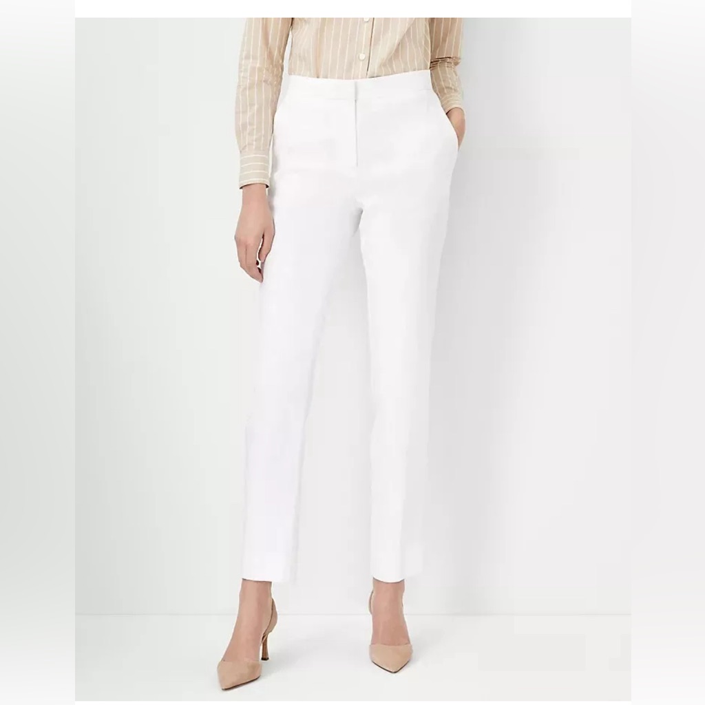 Ann Taylor White Straight-Leg Dress Pants